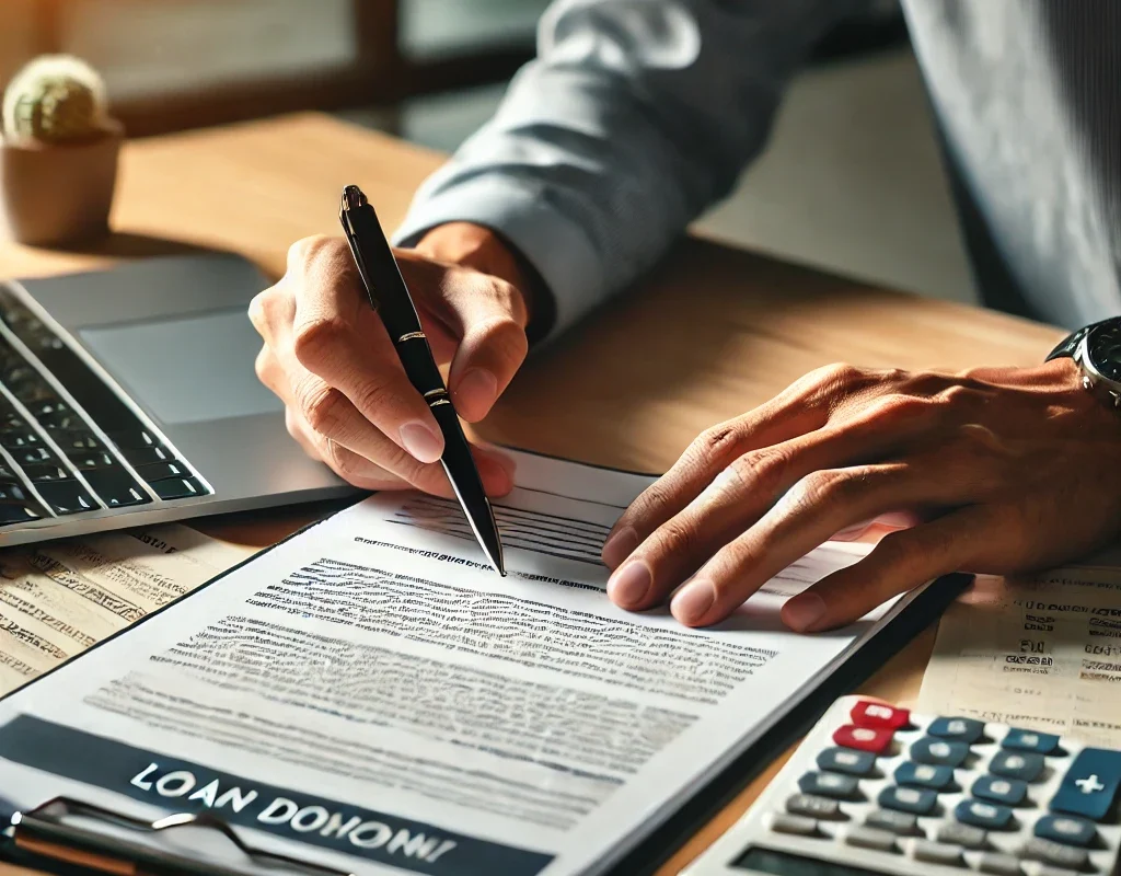 A person reviewing loan documents to avoid scams and protect finances