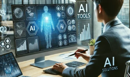 A business professional analyzing AI tools for optimized business solutions