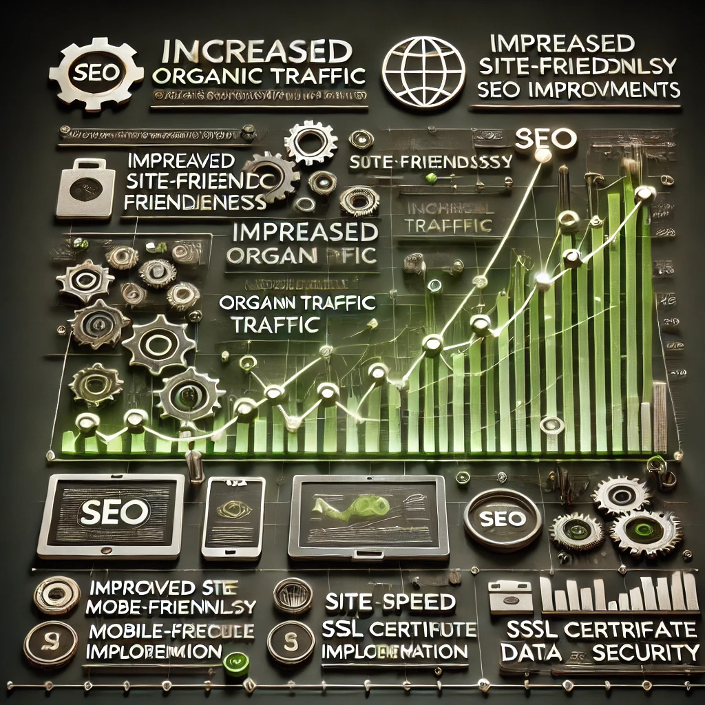 Website performance chart showcasing increased organic traffic through technical SEO improvements