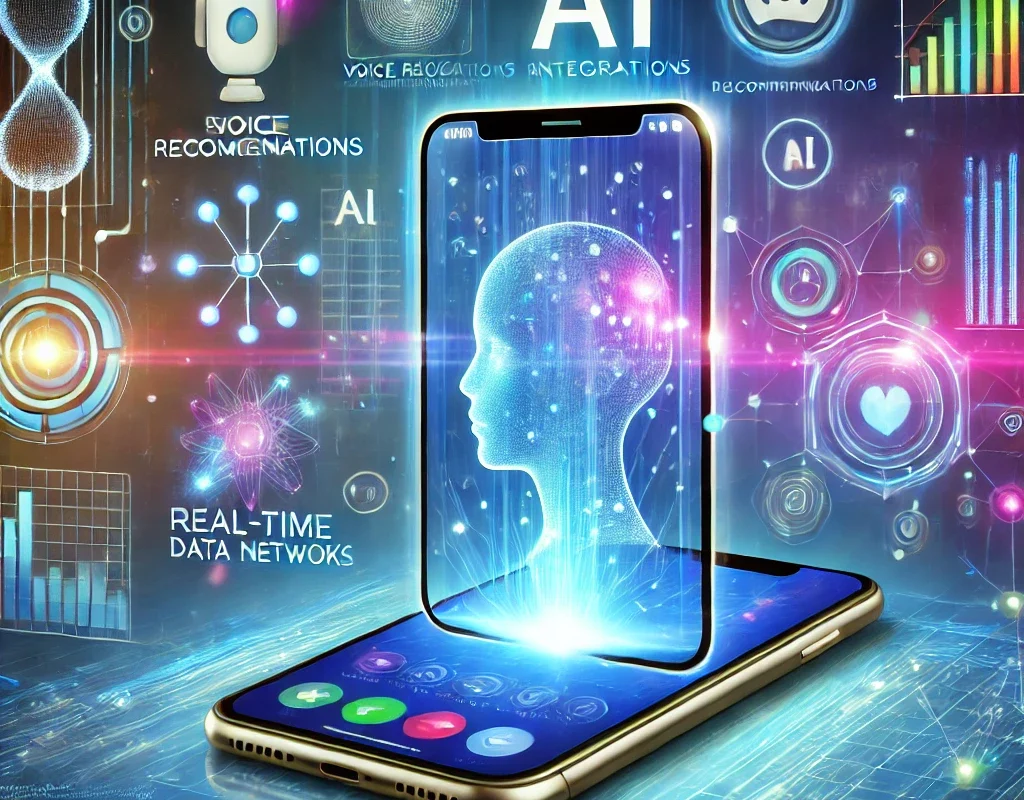 Illustration showing AI integration in a mobile application for enhanced user interaction