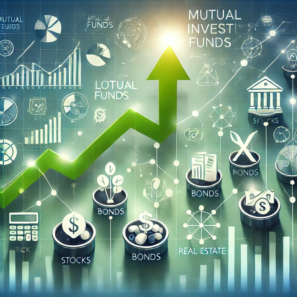 A diversified portfolio representing mutual funds for long-term growth, highlighting steady upward trends and financial security