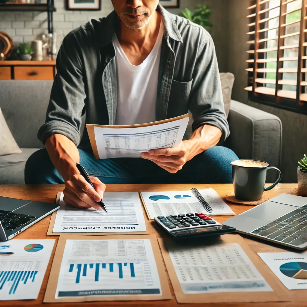 A person reviewing financial documents to plan for retirement with simple steps