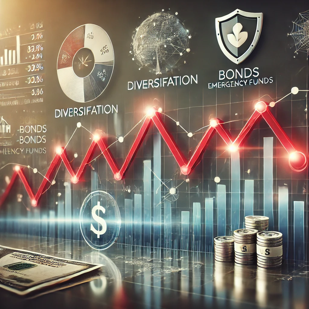 Graph showing declining stock market trends and investment protection strategies