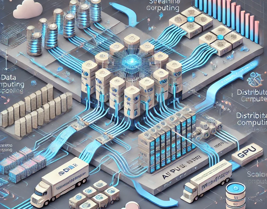 A diagram illustrating scalable AI architecture handling large datasets