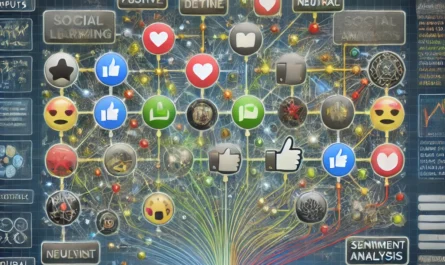 Visual representation of machine learning model analyzing social media sentiment.